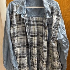 Maurices Blue and White Plaid Button Down Shirt